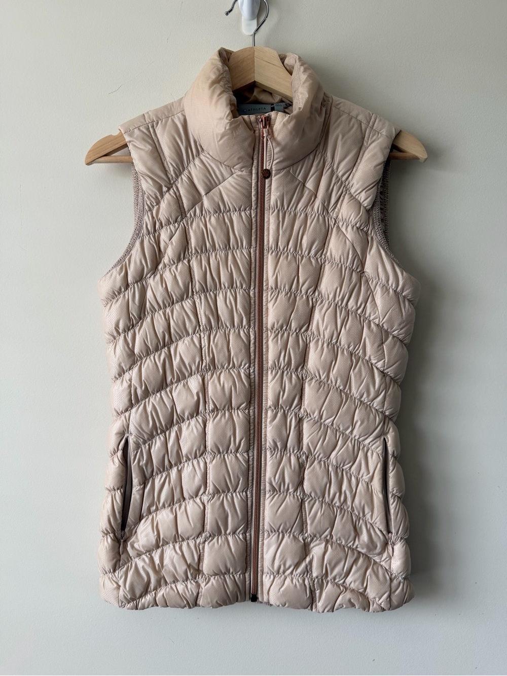 Athleta Light Rose Gold Color Quilted Puffer Vest